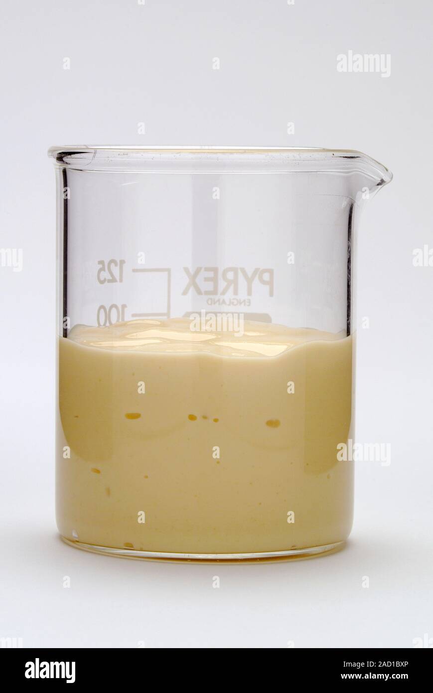 Émulsion mayonnaise. La mayonnaise de bécher utilisé comme exemple d