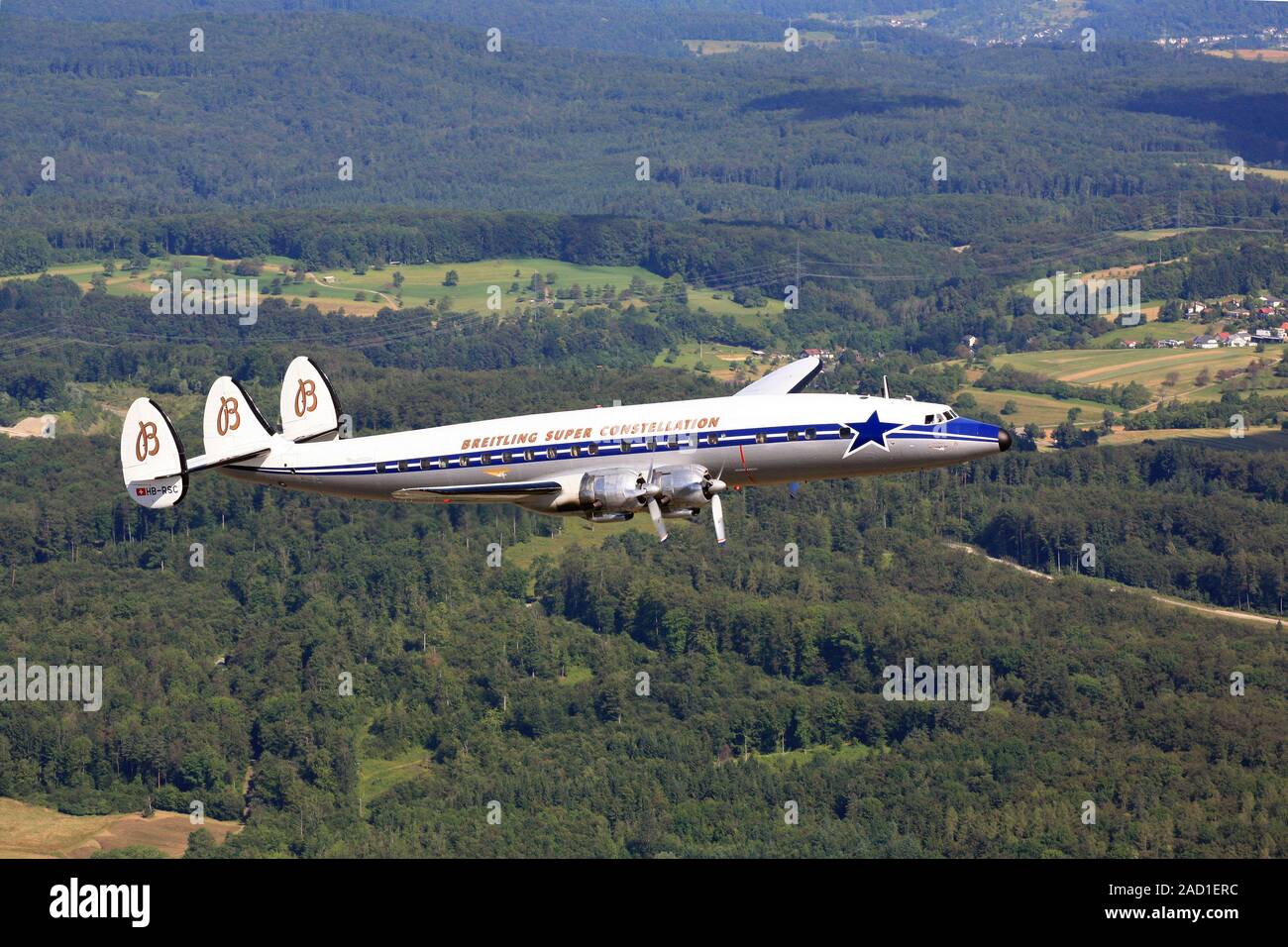 Aircraftoldtimer Super Constellation HB-RSC, Dinkelberg, Allemagne Banque D'Images