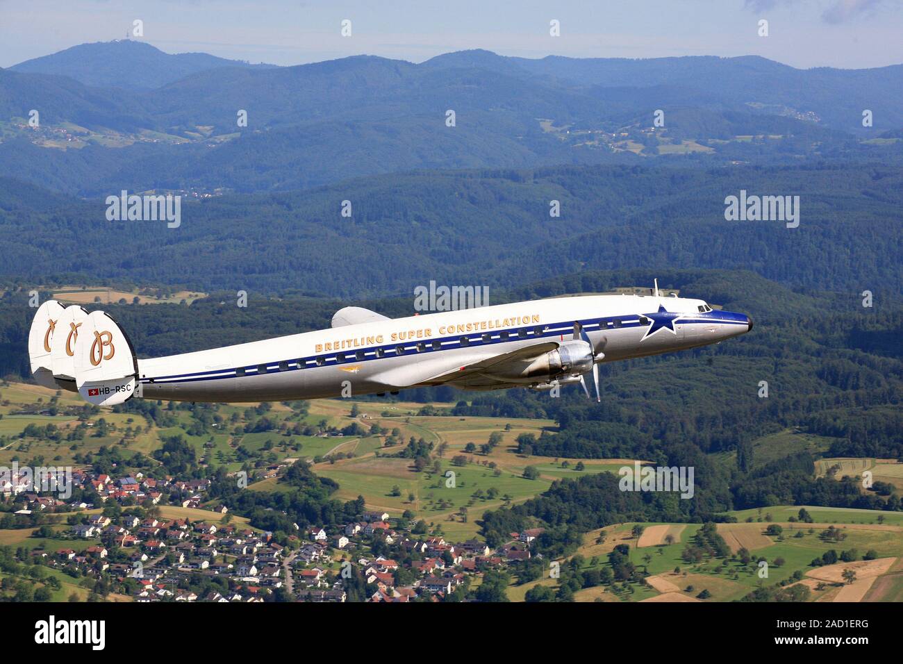 Aircraftoldtimer Super Constellation HB-RSC, Forêt-Noire du Sud Banque D'Images