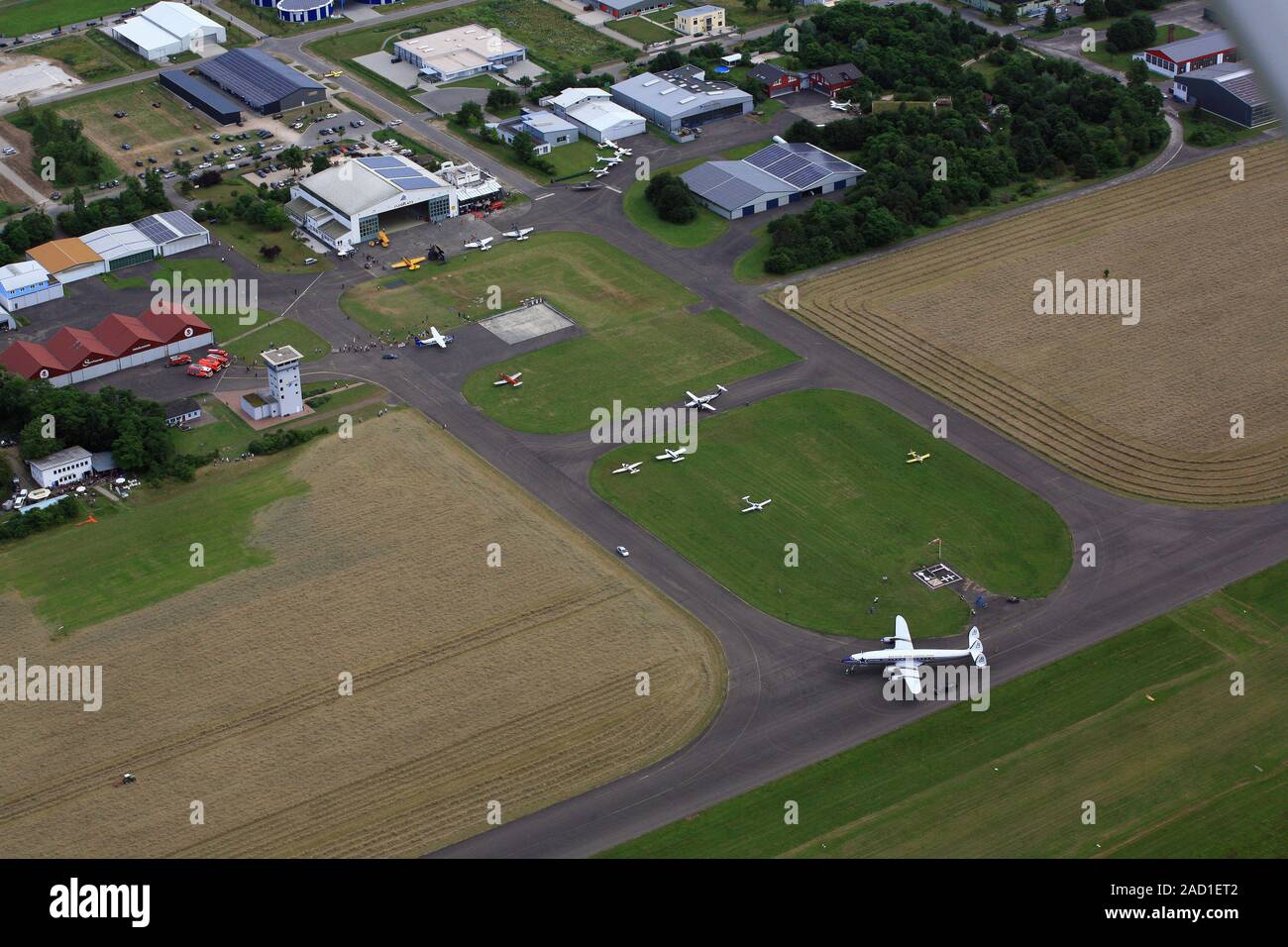Airfield Bremgarten EDTG avec Super Constellation HB-RSC Banque D'Images
