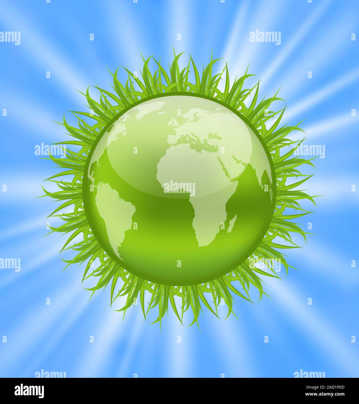 Terre icône avec de l'herbe, symbole de l'environnement Banque D'Images