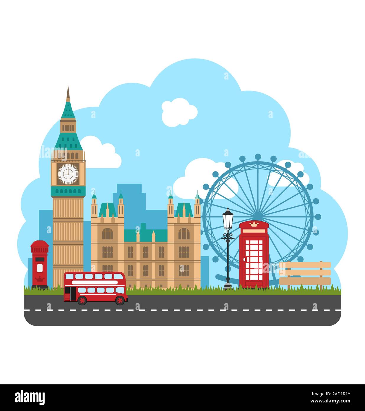 Poster Design pour le voyage de l'Angleterre. Contexte urbain Banque D'Images