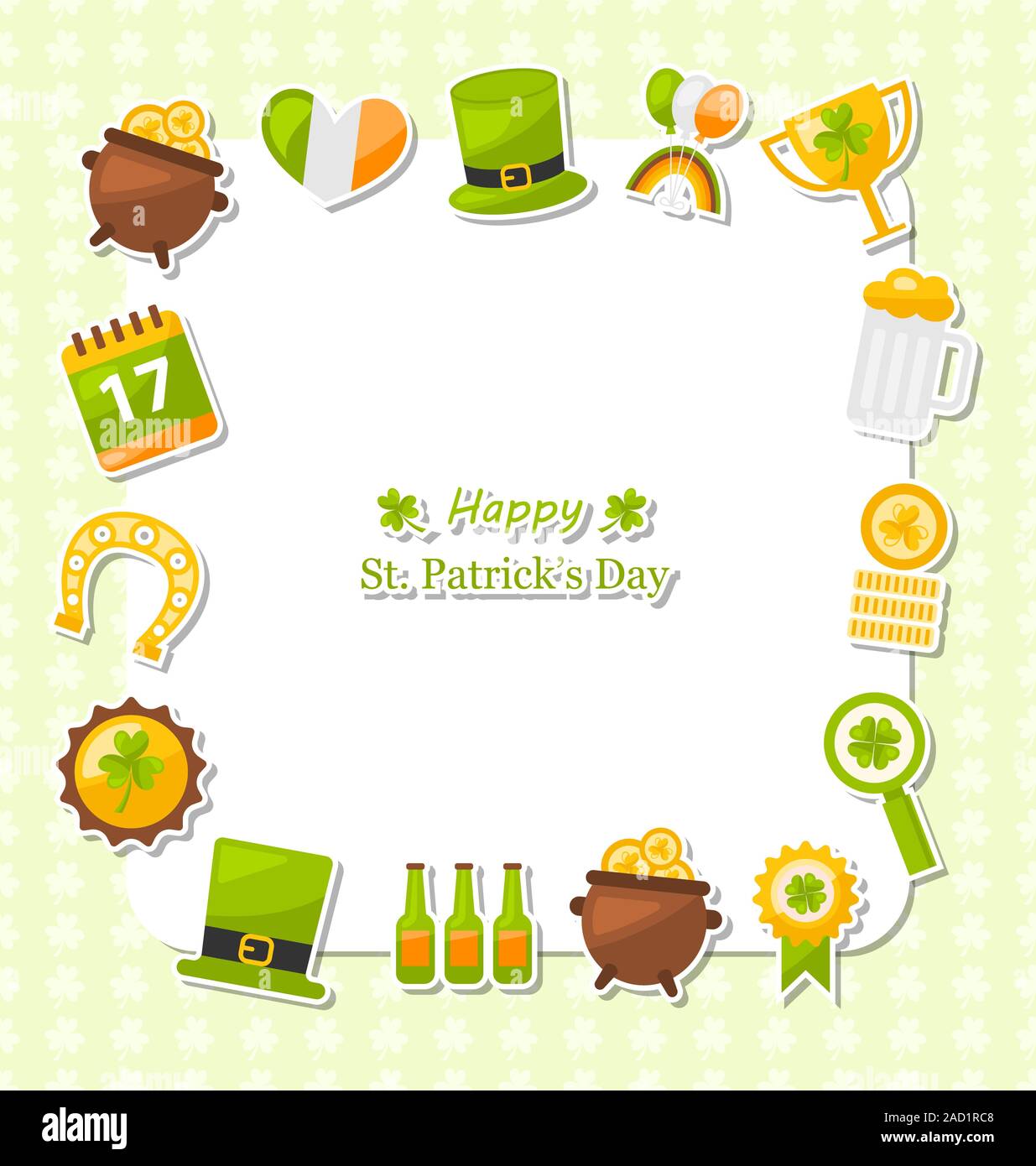 Carte de célébration avec des symboles traditionnels de St. Patricks Day Banque D'Images