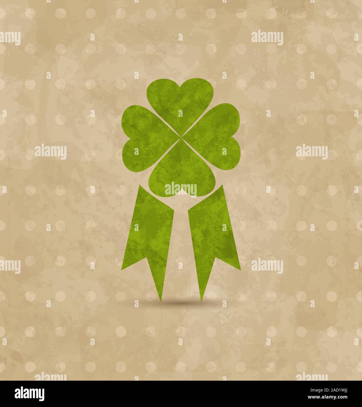 Award ruban avec trèfle à quatre feuilles pour le jour de la Saint Patrick, retro Banque D'Images