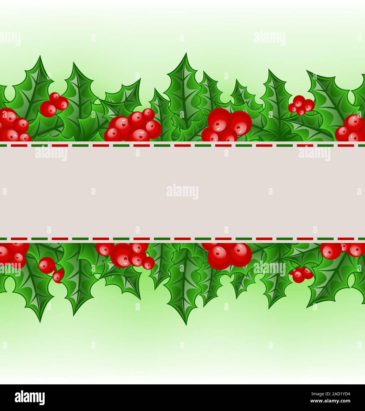 Carte de Noël avec des branches baie de houx Banque D'Images