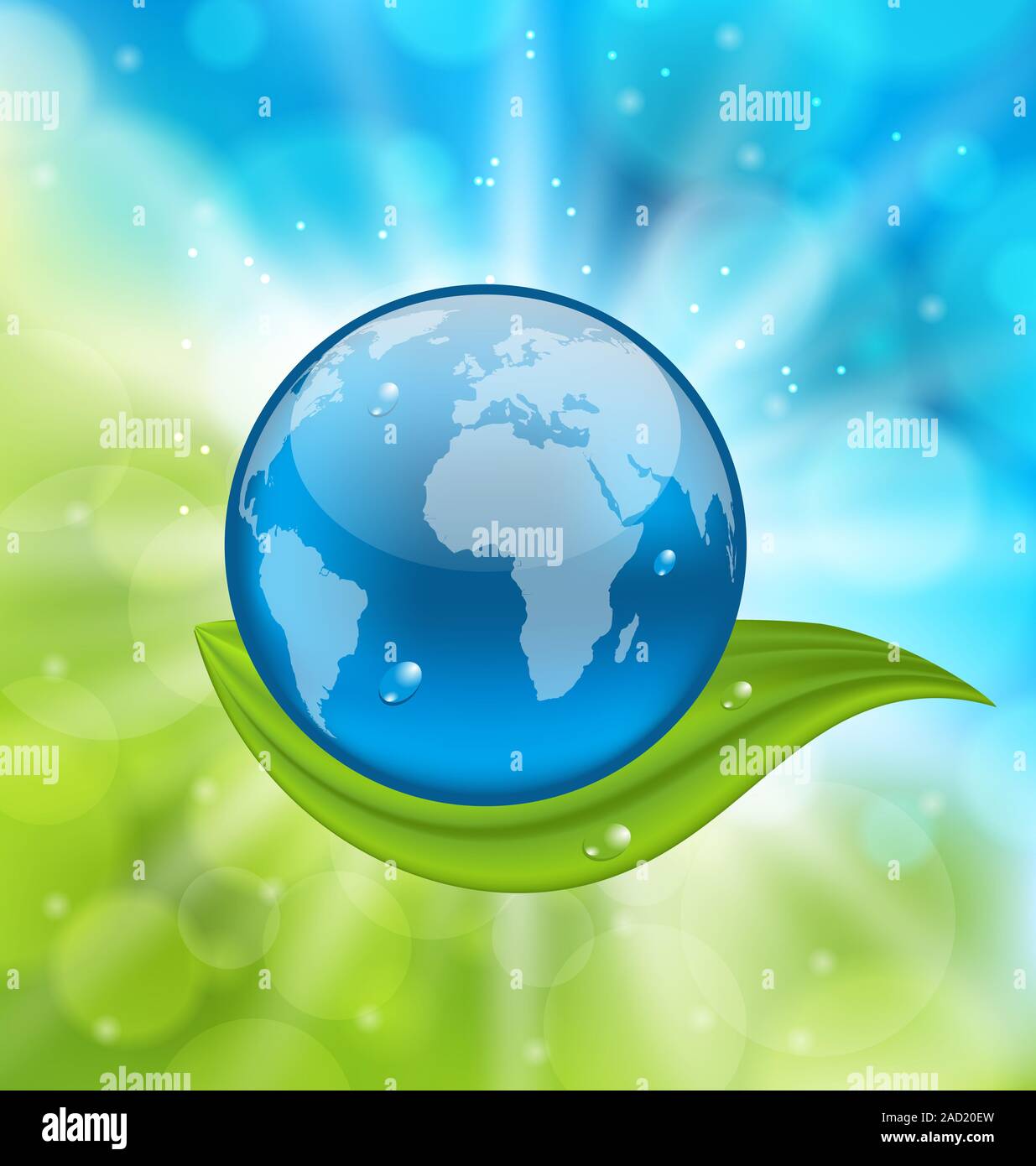 La planète Terre avec feuille verte Banque D'Images