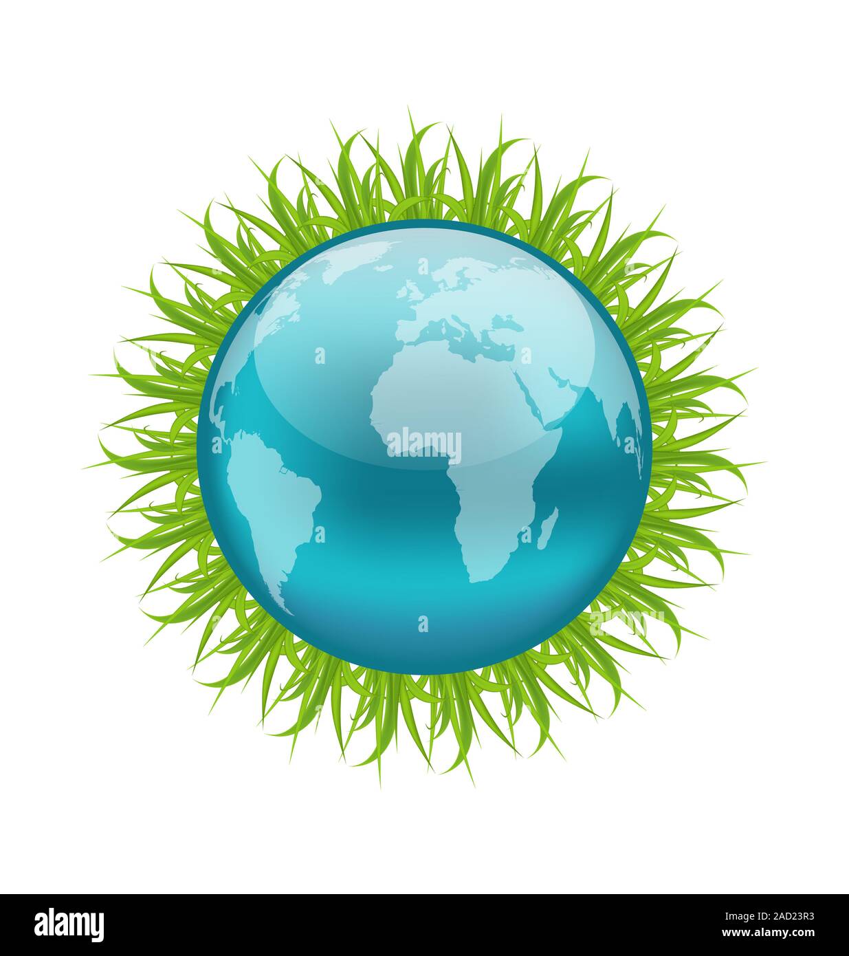 Terre icône avec de l'herbe, symbole de l'environnement Banque D'Images