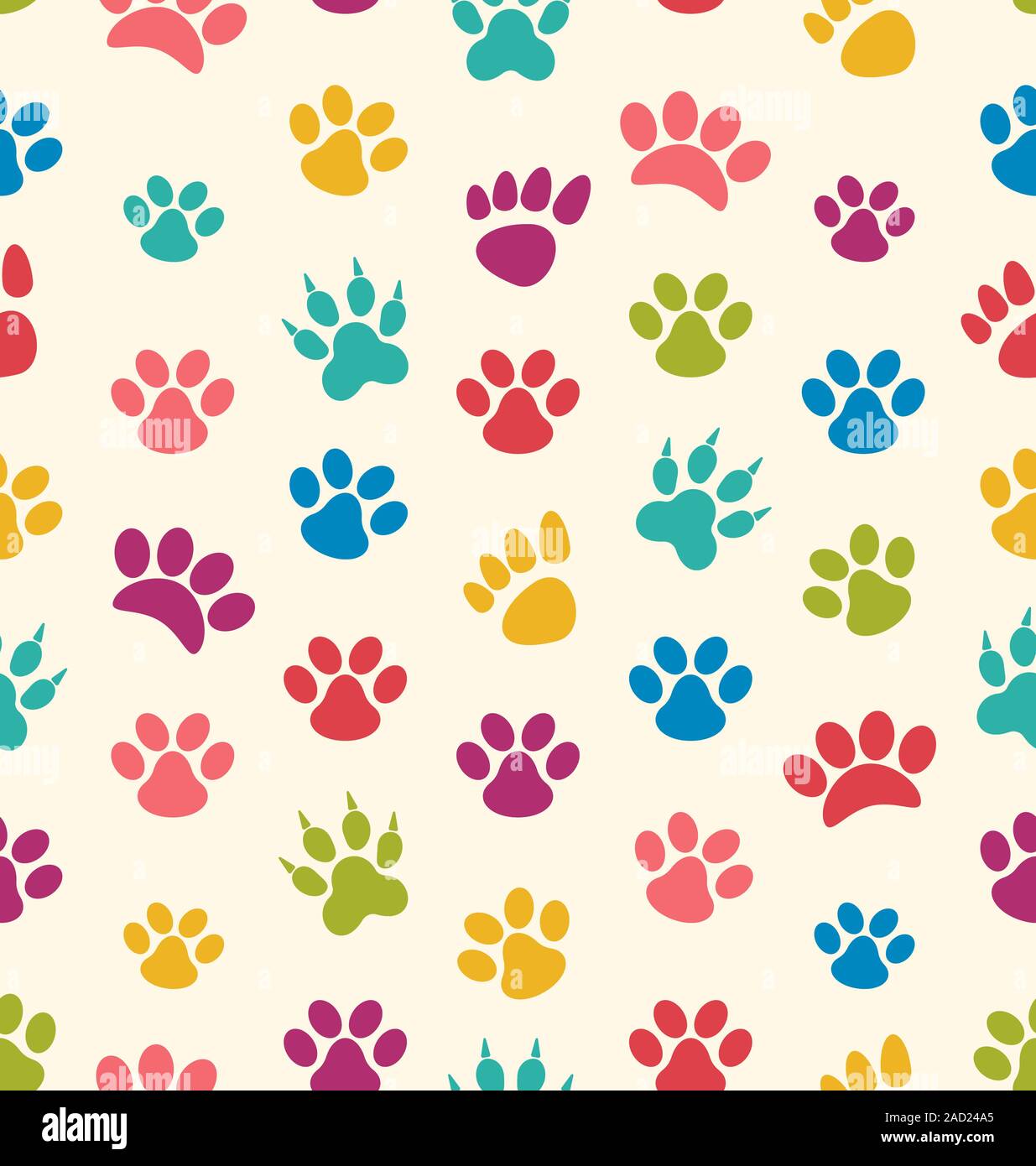 Seamless Texture avec traces de chats, chiens. Les empreintes de pattes Animaux Banque D'Images