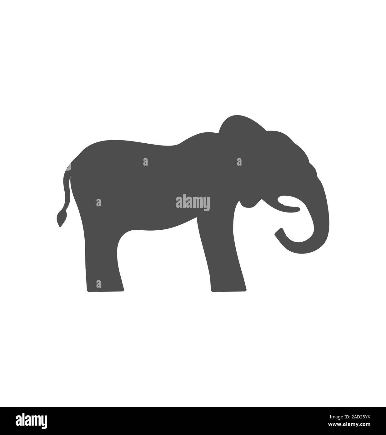 Silhouette d'éléphant isolé sur fond blanc Banque D'Images
