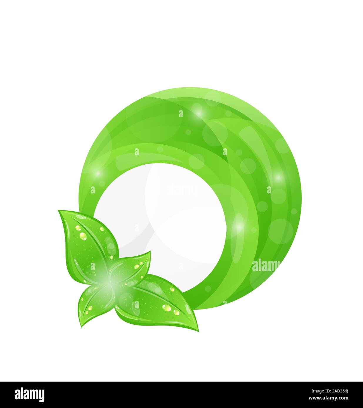 Cadre rond vert avec les éléments leaf, eco background Banque D'Images