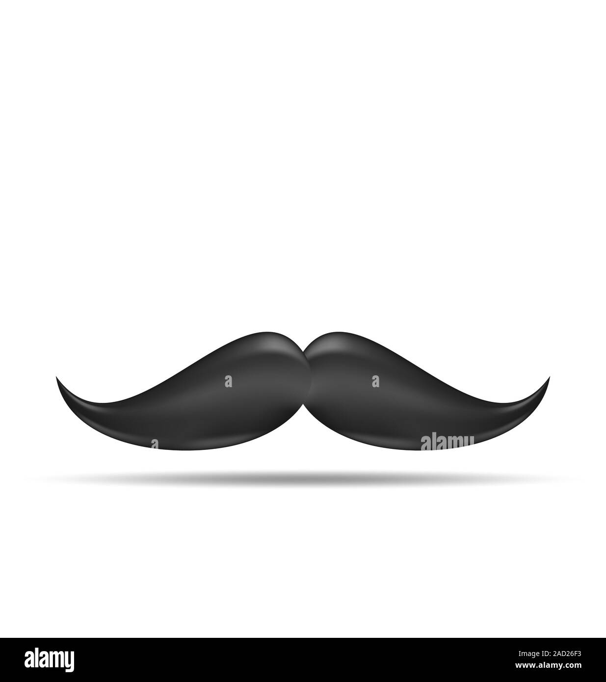 Cute cartoon vintage moustache noire, isolé sur fond blanc avec ombre Banque D'Images
