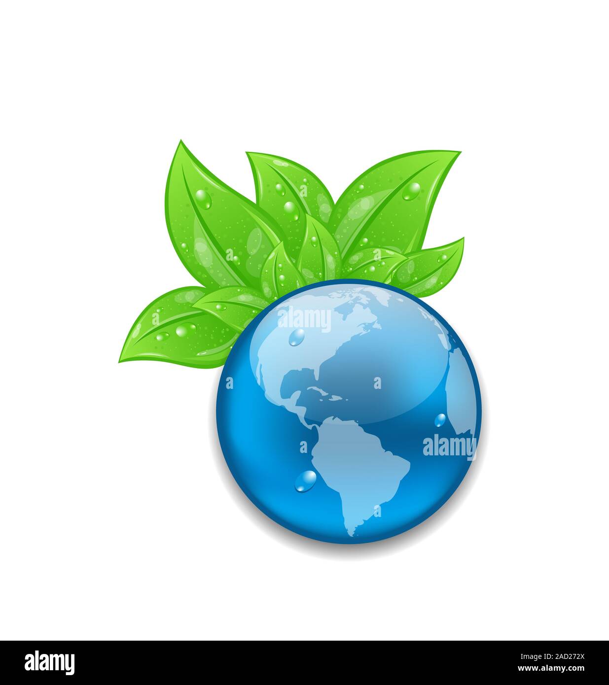 Symbole de la planète Terre avec des feuilles vertes Banque D'Images