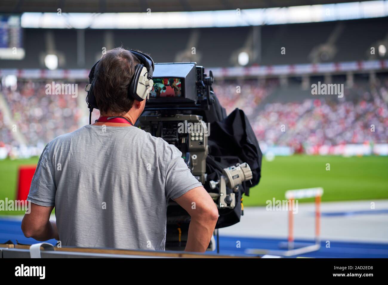 Caméraman à l'événement sportif Banque D'Images