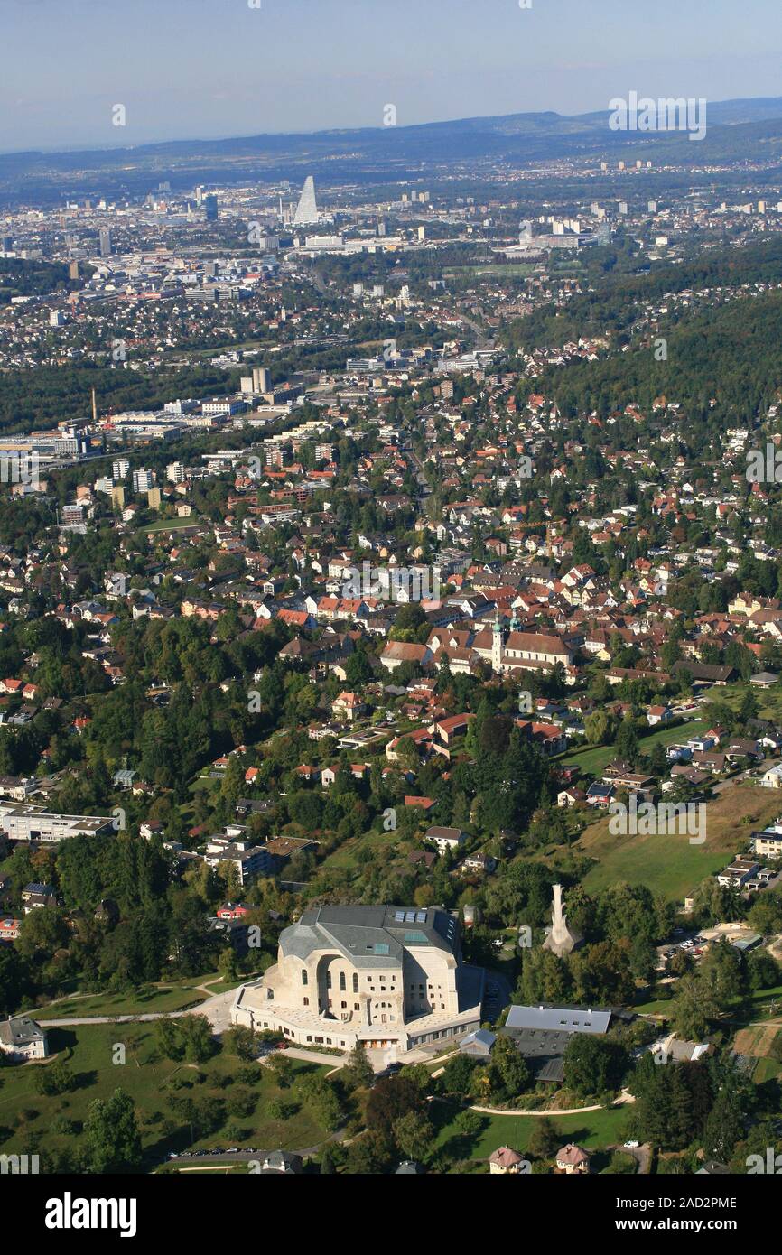 Arlesheim, Suisse, Goetheanum et la vue à Basel Banque D'Images