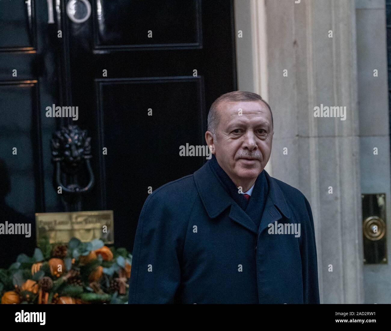31/12/2019 London UK 3e les dirigeants de l'OTAN arrivent au 10 Downing Street durant le sommet de l'OTAN, Recep Tayyip Erdogan, Président de la Turquie Ian Crédit DavidsonAlamy Live News Banque D'Images