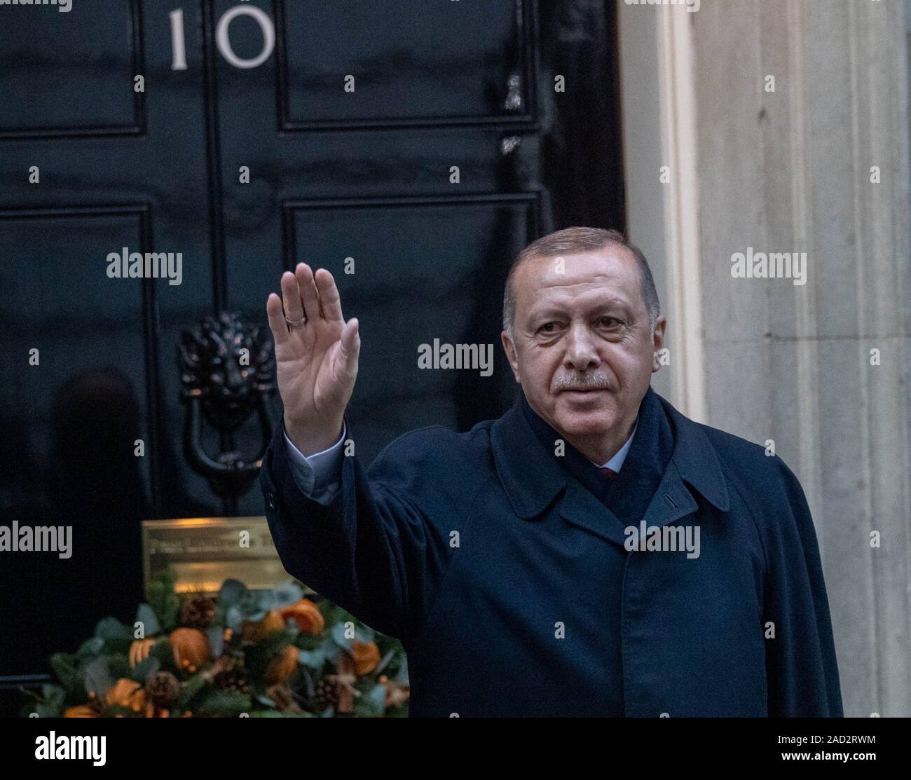 31/12/2019 London UK 3e les dirigeants de l'OTAN arrivent au 10 Downing Street durant le sommet de l'OTAN, Recep Tayyip Erdogan, Président de la Turquie, de crédit Ian DavidsonAlamy Live News Banque D'Images