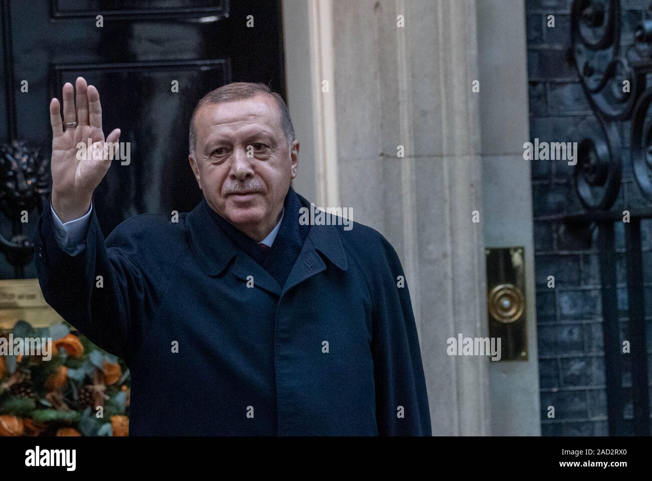 31/12/2019 London UK 3e les dirigeants de l'OTAN arrivent au 10 Downing Street durant le sommet de l'OTAN, Recep Tayyip Erdogan, le président de la Turquie, de crédit Ian DavidsonAlamy Live News Banque D'Images