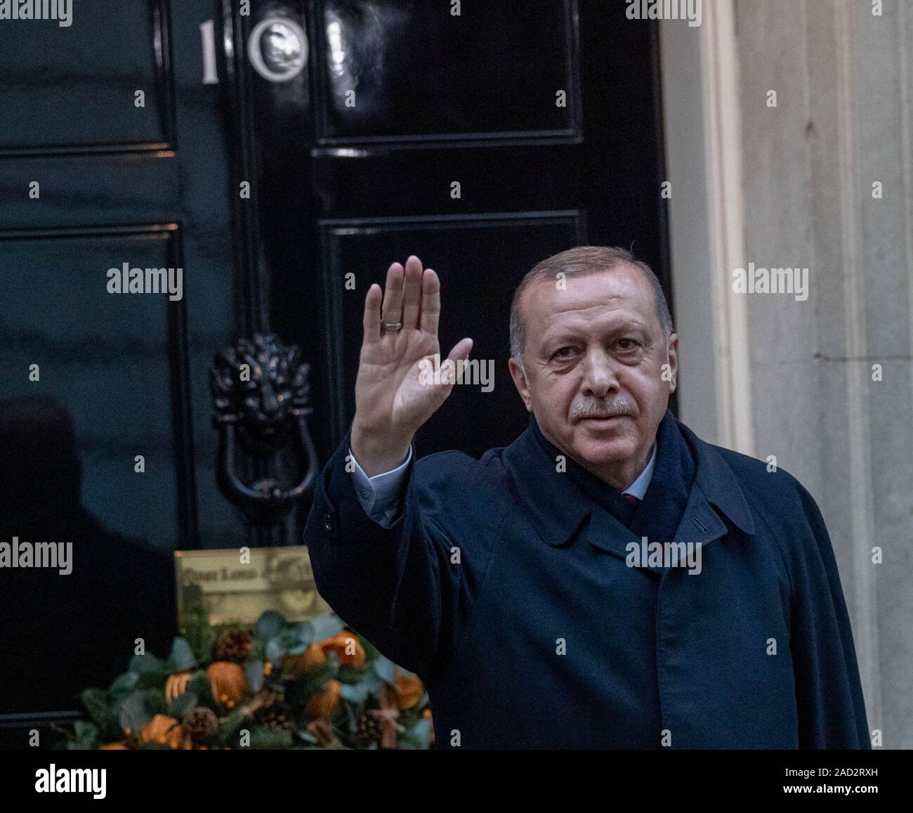 31/12/2019 London UK 3e les dirigeants de l'OTAN arrivent au 10 Downing Street durant le sommet de l'OTAN, Recep Tayyip Erdogan, Président de la Turquie,Ian DavidsonAlamy Live News Banque D'Images
