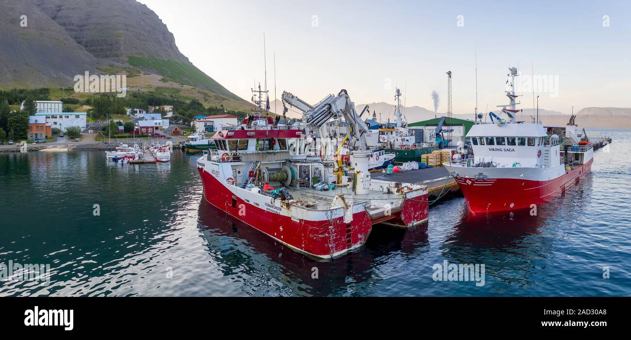 Port, Bildudalur, Arnarfjordur, fjord, Islande Westfjords Banque D'Images Port, Bildudalur, Arnarfjordur, fjord, Islande Westfjords Banque D'Images