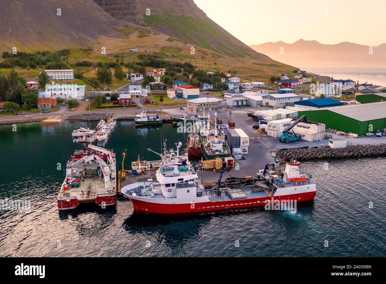 Port, Bildudalur, Arnarfjordur, fjord, Islande Westfjords Banque D'Images Port, Bildudalur, Arnarfjordur, fjord, Islande Westfjords Banque D'Images