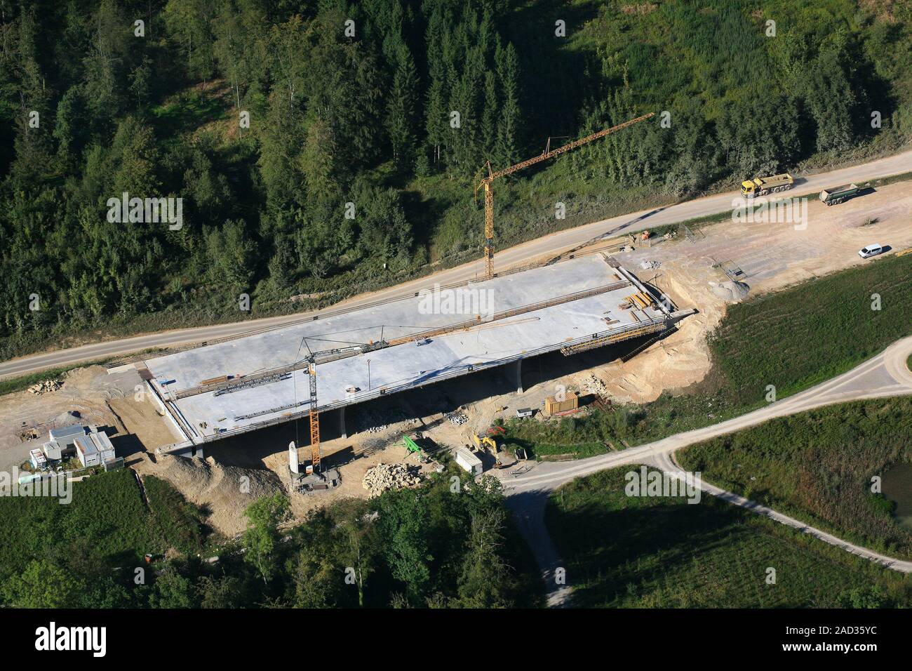 La construction du pont de l'emplacement de l'air froid pont du BAB A98 près de Rheinfelden sur le Dinkelberg Banque D'Images
