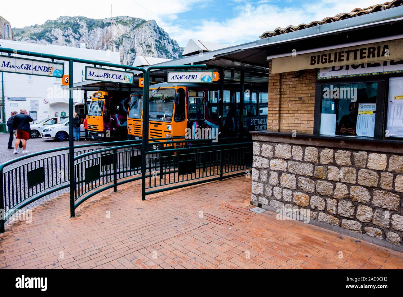 La station de bus, la ville de Capri, Capri, Italie Banque D'Images