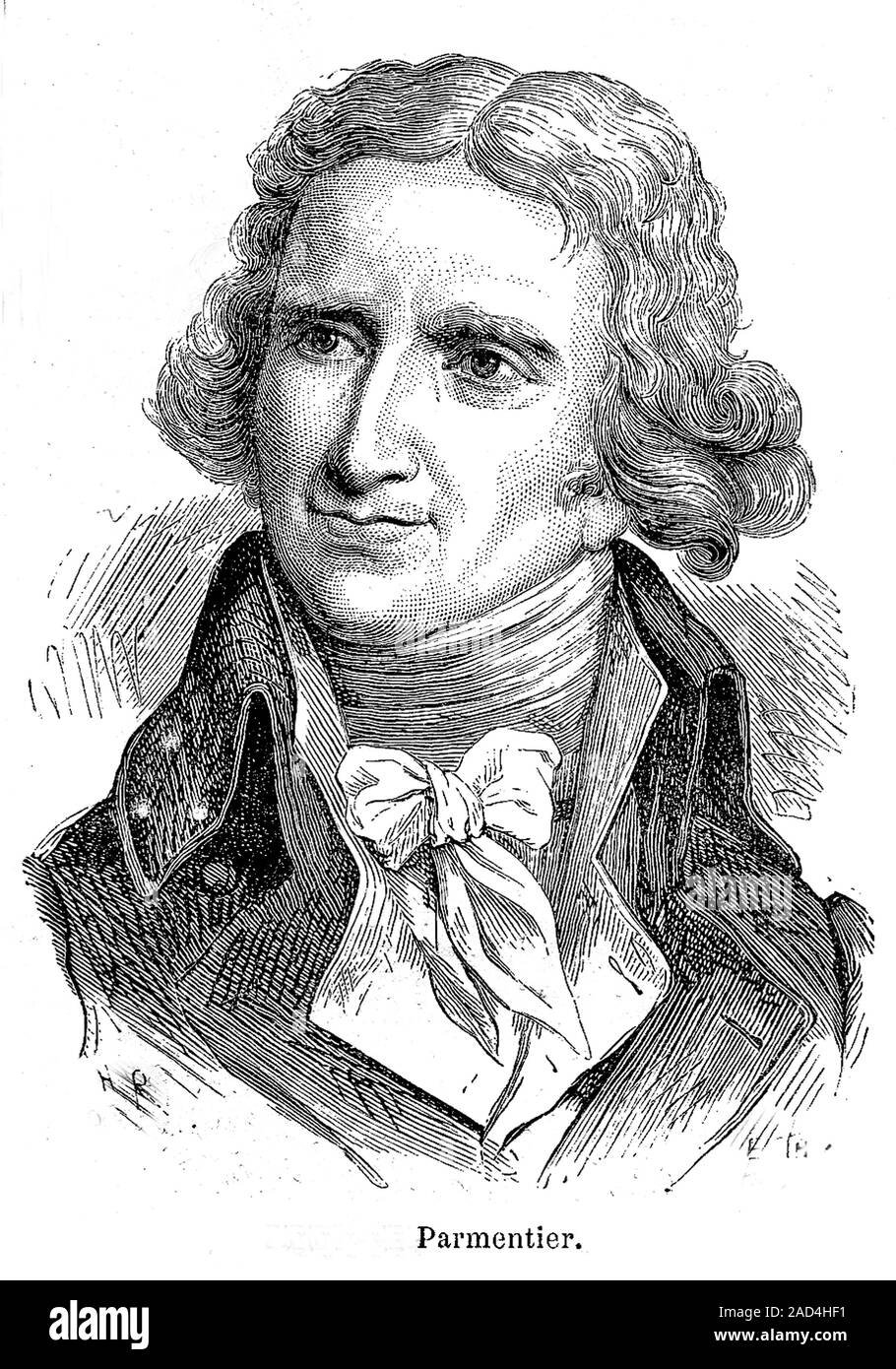 Antoine Parmentier (1737-1813). 1872 illustration de la chimiste nutritionnelle français Antoine Augustin Parmentier. Parmentier de pommes de terre fait la promotion comme un f Banque D'Images