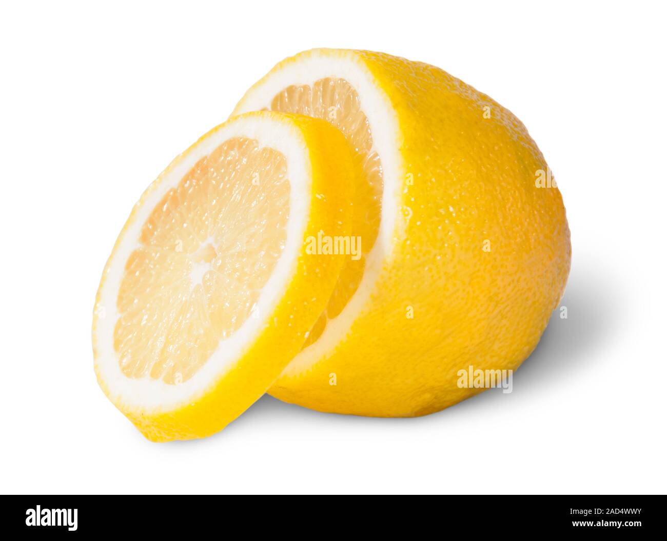 La moitié d'un citron avec une coupe Banque D'Images