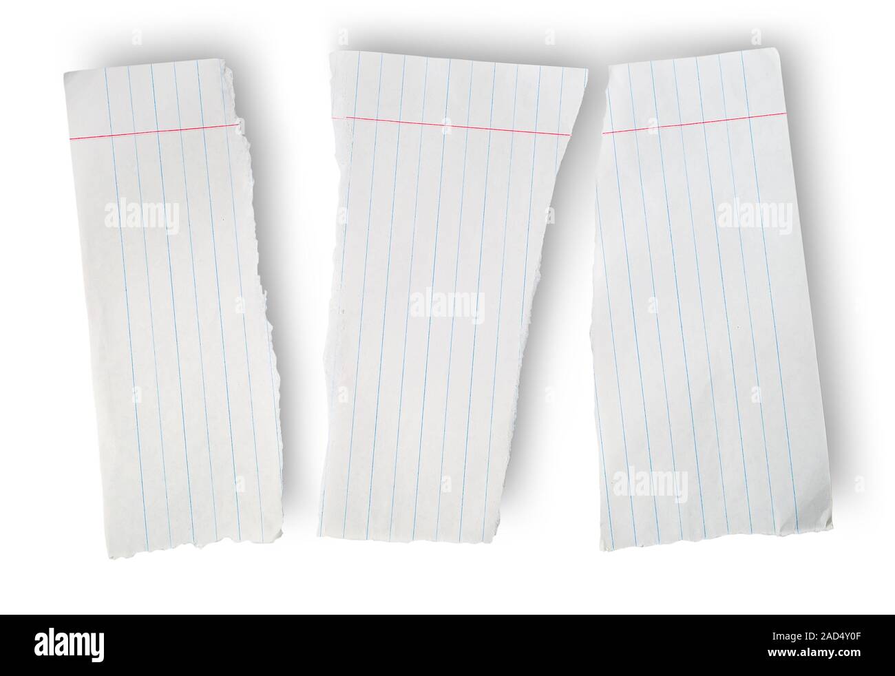 Feuille de papier déchiré à partir d'un ordinateur portable à l'école Banque D'Images