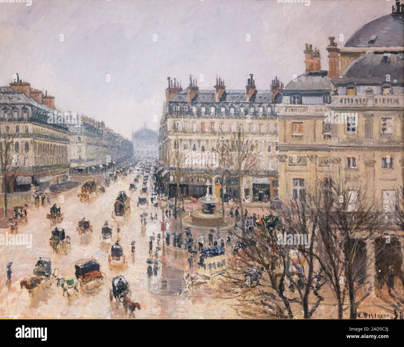 Place du Théâtre français, Paris : Rain" de Camille Pissarro (1830-1903), huile sur toile, 1898 Banque D'Images