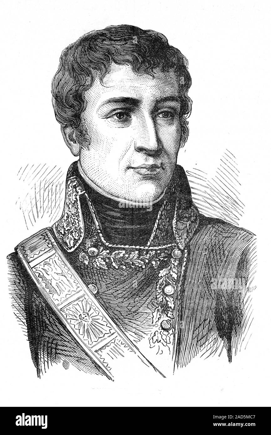 Louis Marie Maximilien de Caffarelli du Falga. Le général français au cours de l'invasion de l'Égypte. Né en 1756, décédé en 1799. Illustration d'antiquités. 1890. Banque D'Images