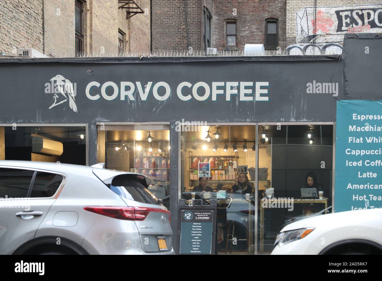 New York le 28 novembre 2019 : corvo coffee store à Manhattan Plaza à New York, d'image, Banque D'Images
