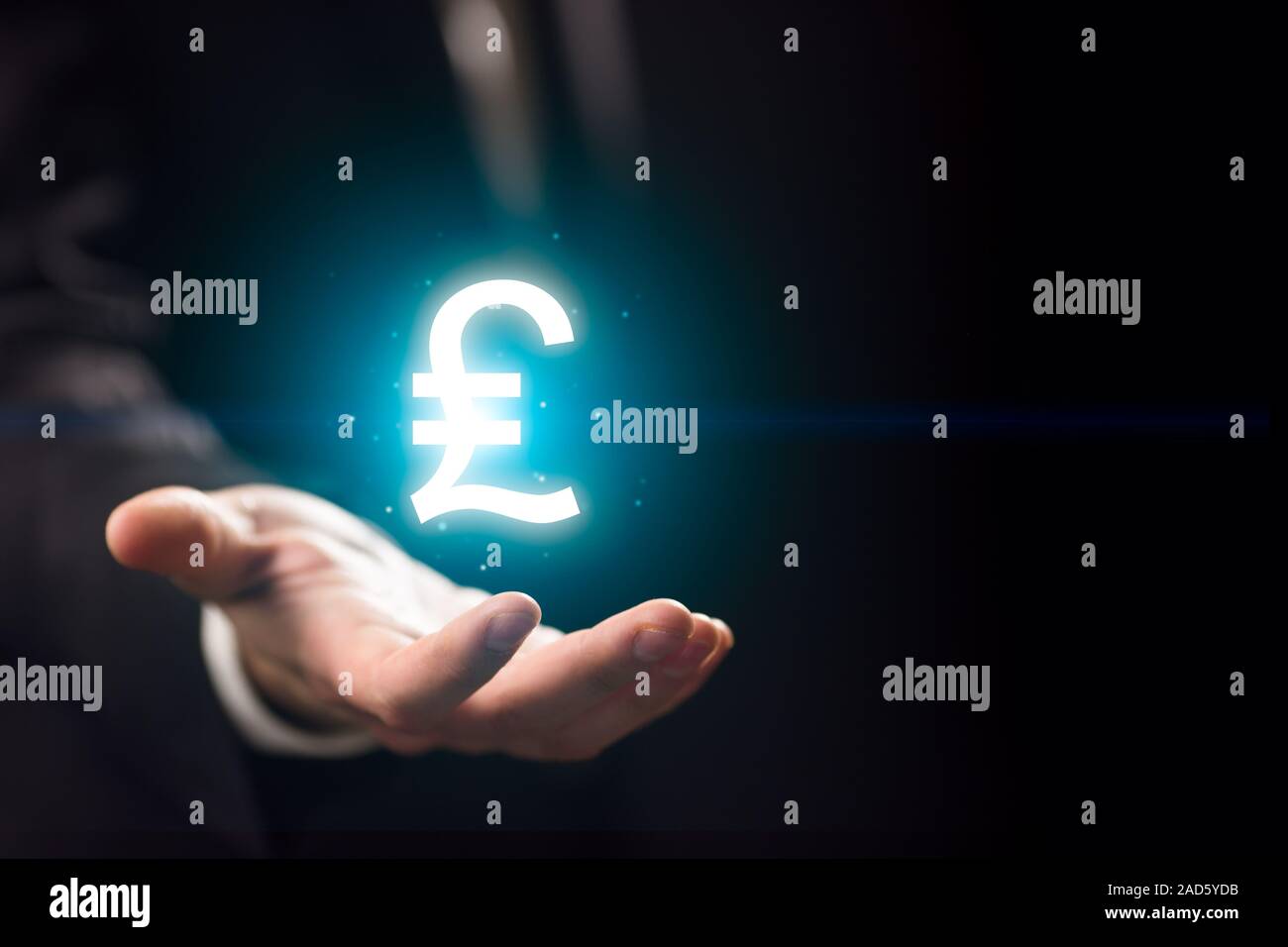 Businessman hand avec funt icône. Banque D'Images