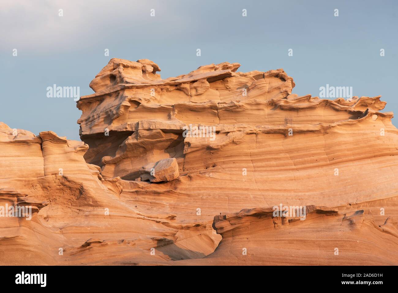 Paysage de dunes fossiles de formations de sable balayé par le vent à Abu Dhabi Emirats Arabes Unis Banque D'Images