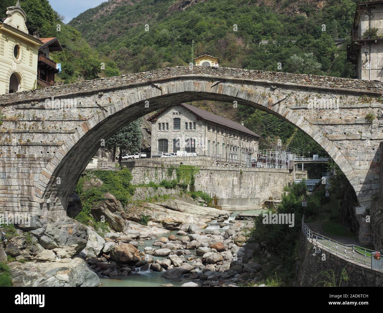 Pont Romain à Pont Saint Martin Banque D'Images