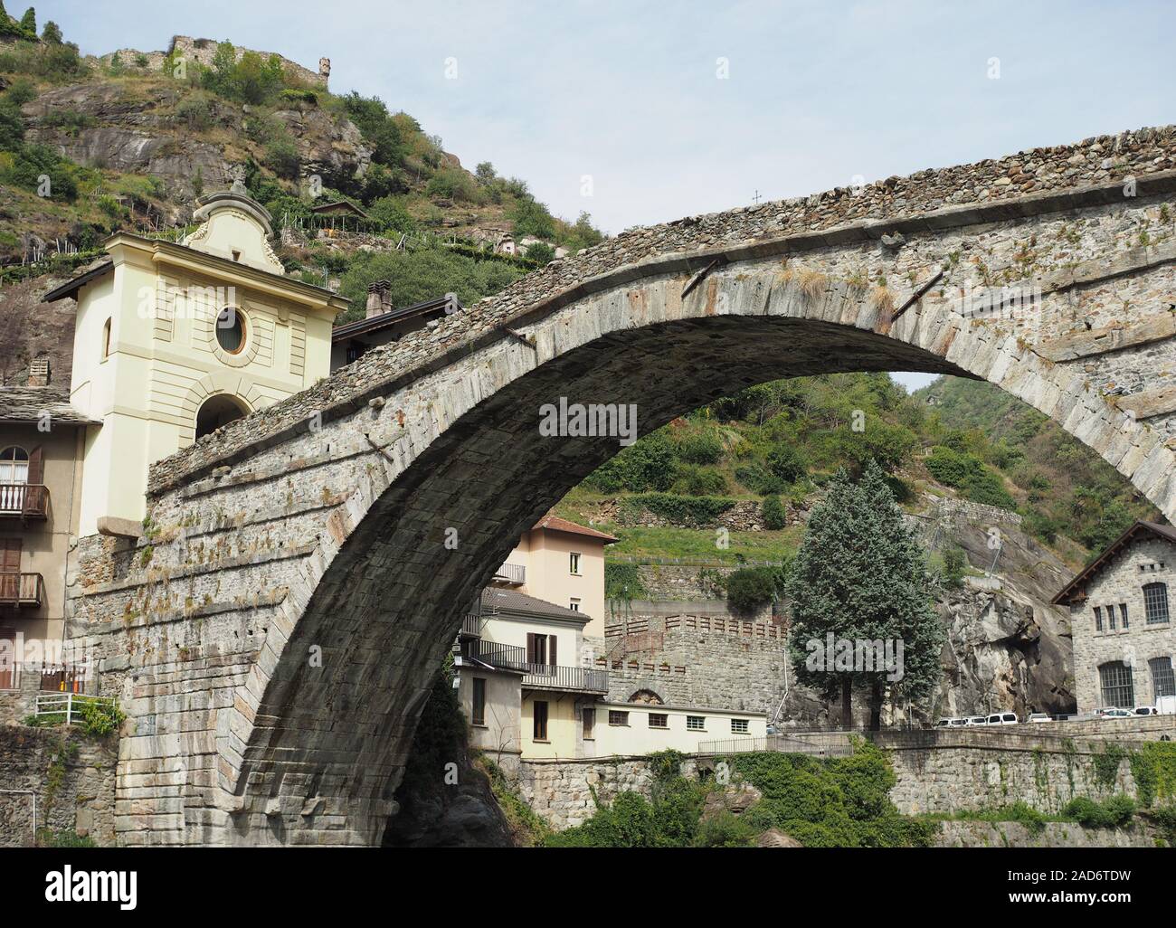 Pont Romain à Pont Saint Martin Banque D'Images