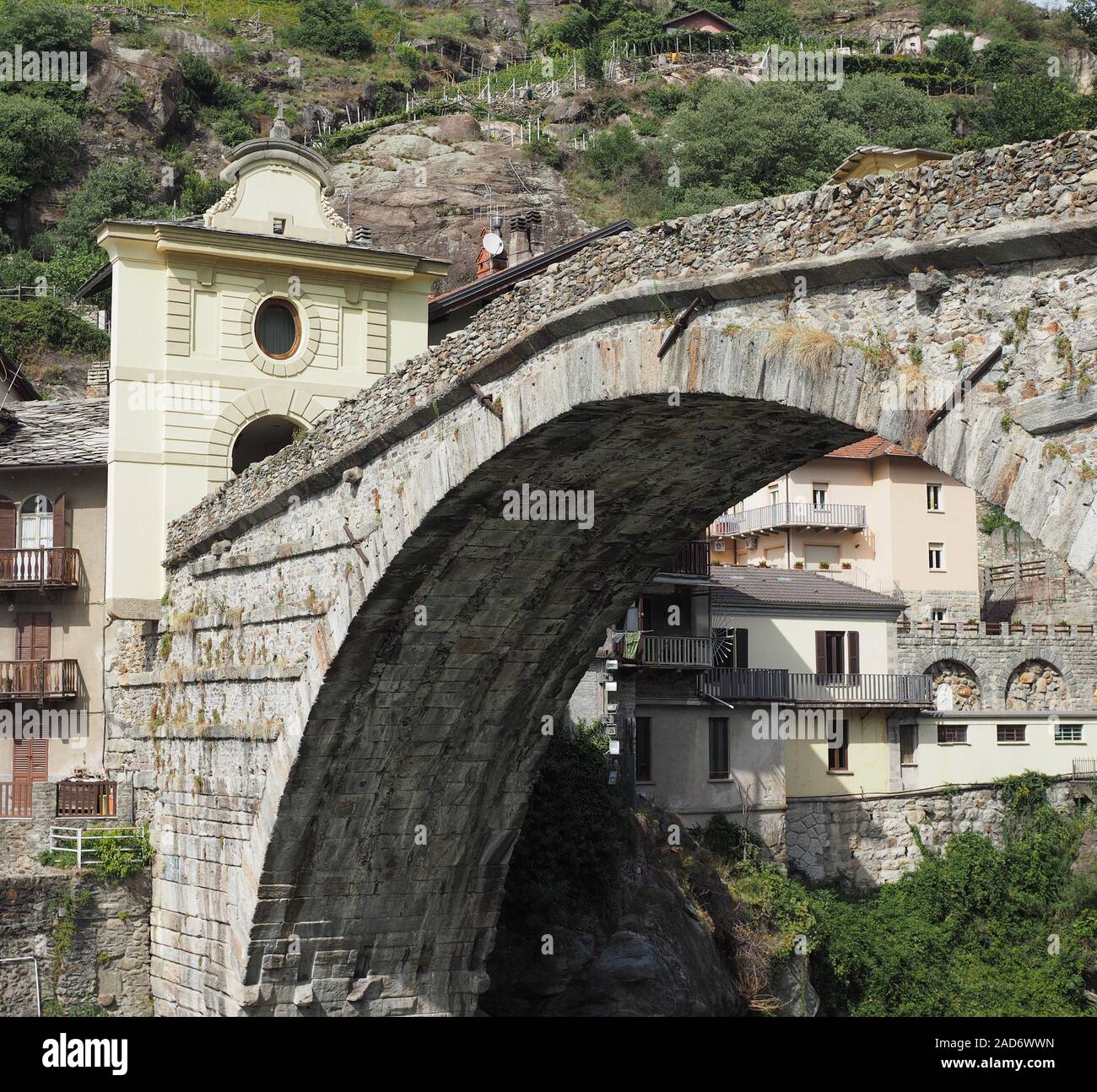 Pont Romain à Pont Saint Martin Banque D'Images