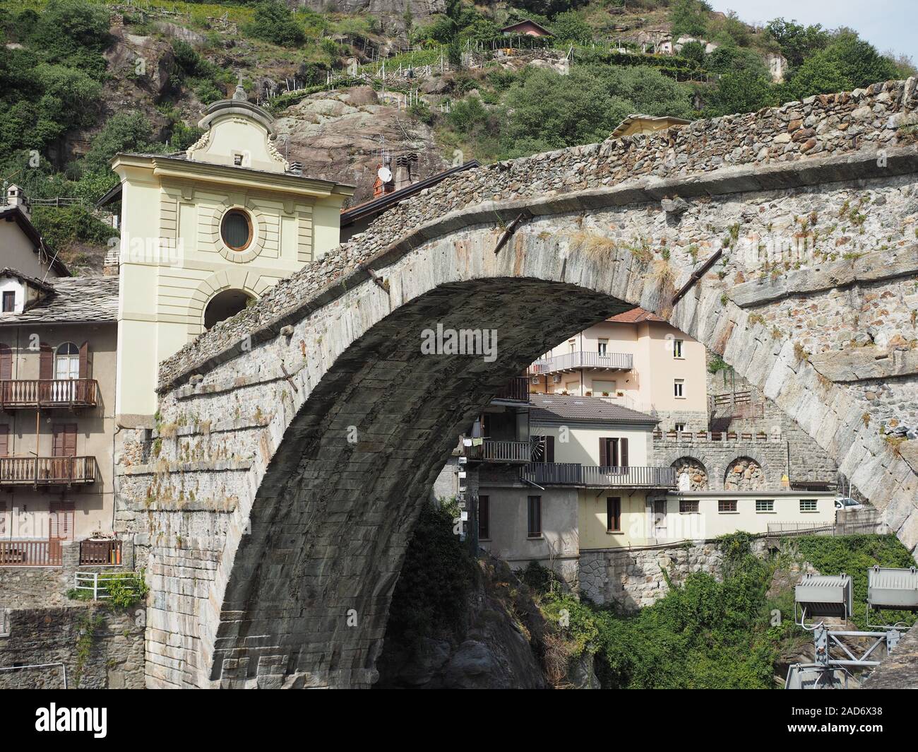 Pont Romain à Pont Saint Martin Banque D'Images