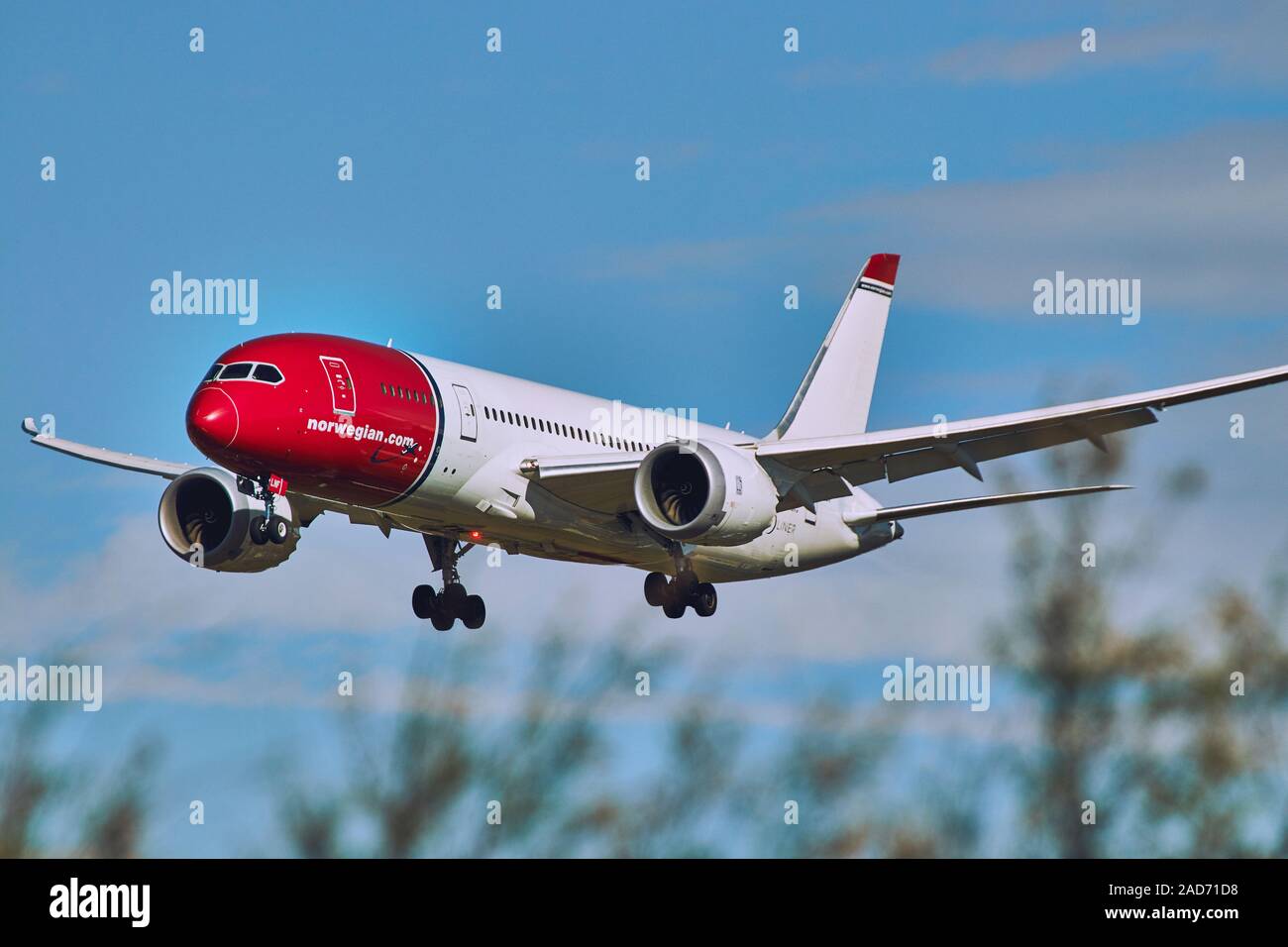 L'atterrissage à l'aéroport norvégien LEBL (Josep Tarradellas - El Prat Barcelona) Banque D'Images