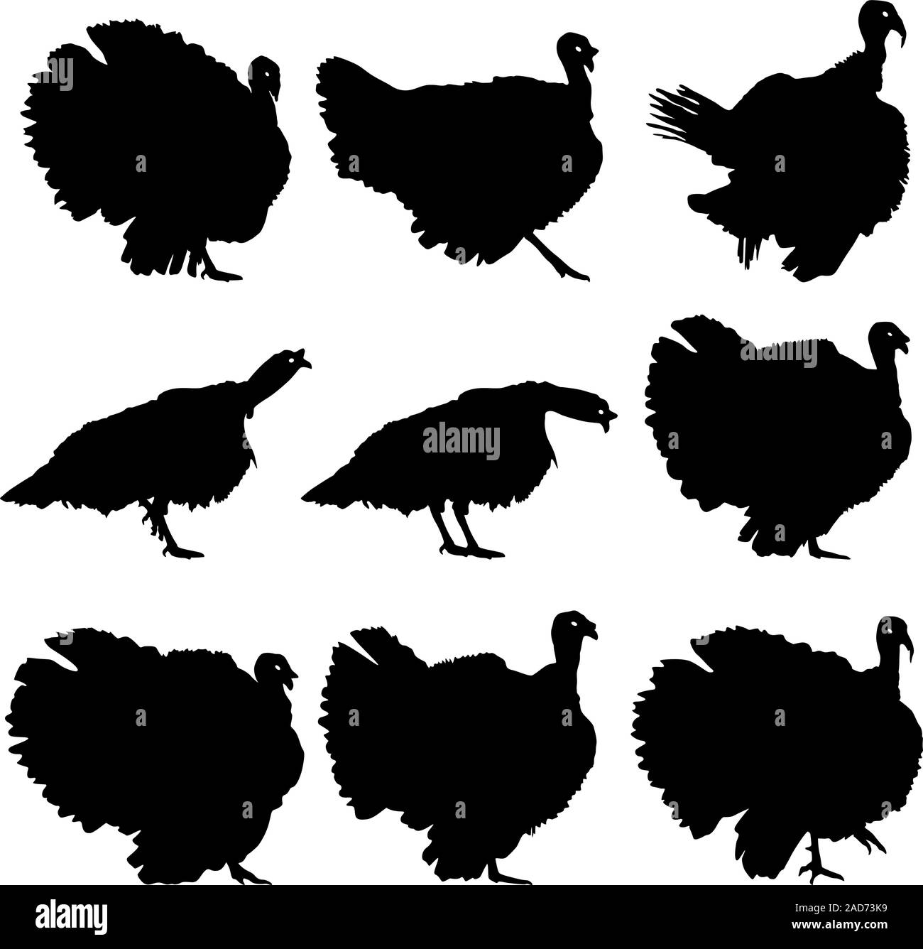 Silhouettes de dindons. Vector illustration. Illustration de Vecteur