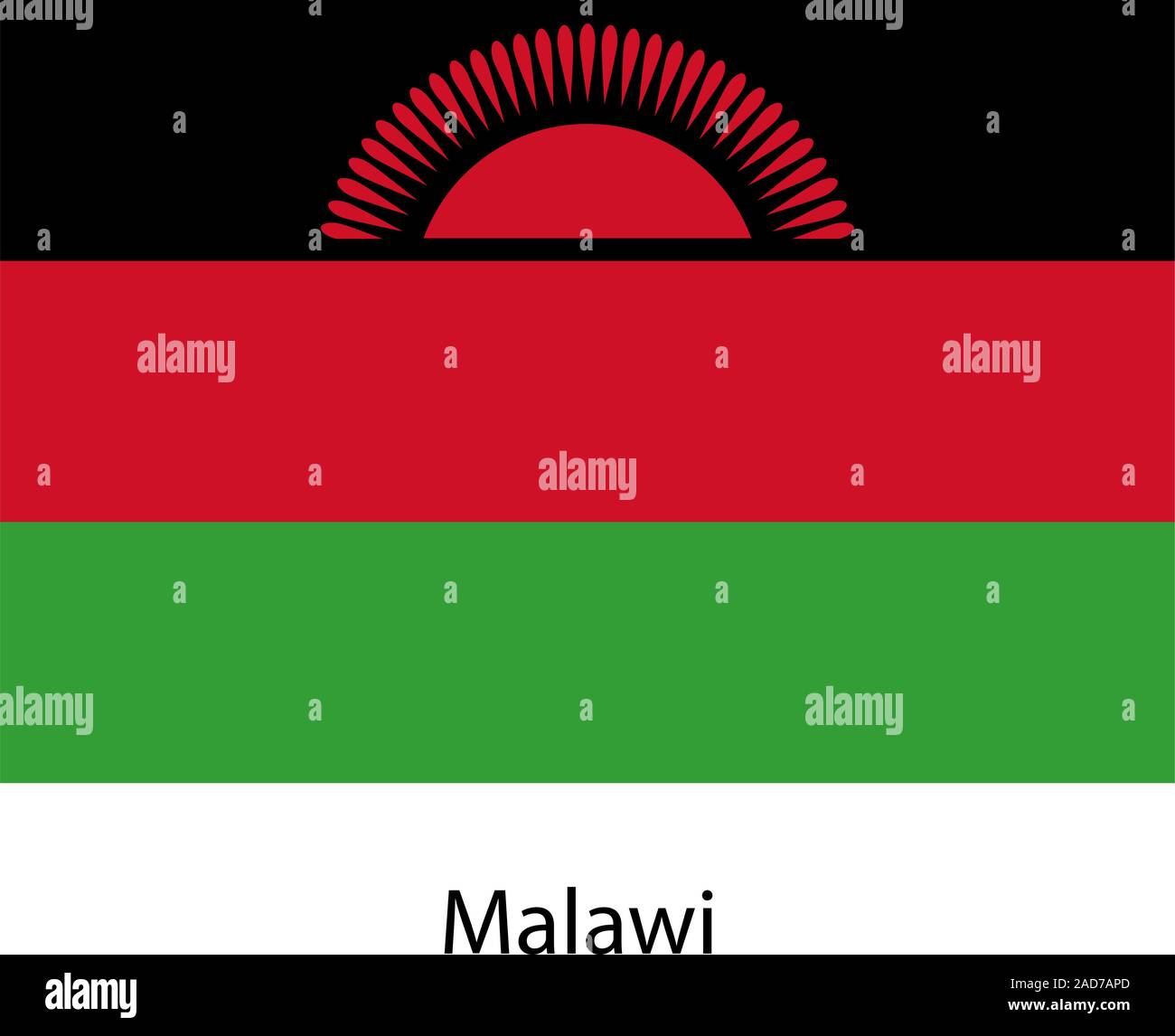 Drapeau du pays malawi. Vector illustration. Des couleurs exactes. Illustration de Vecteur