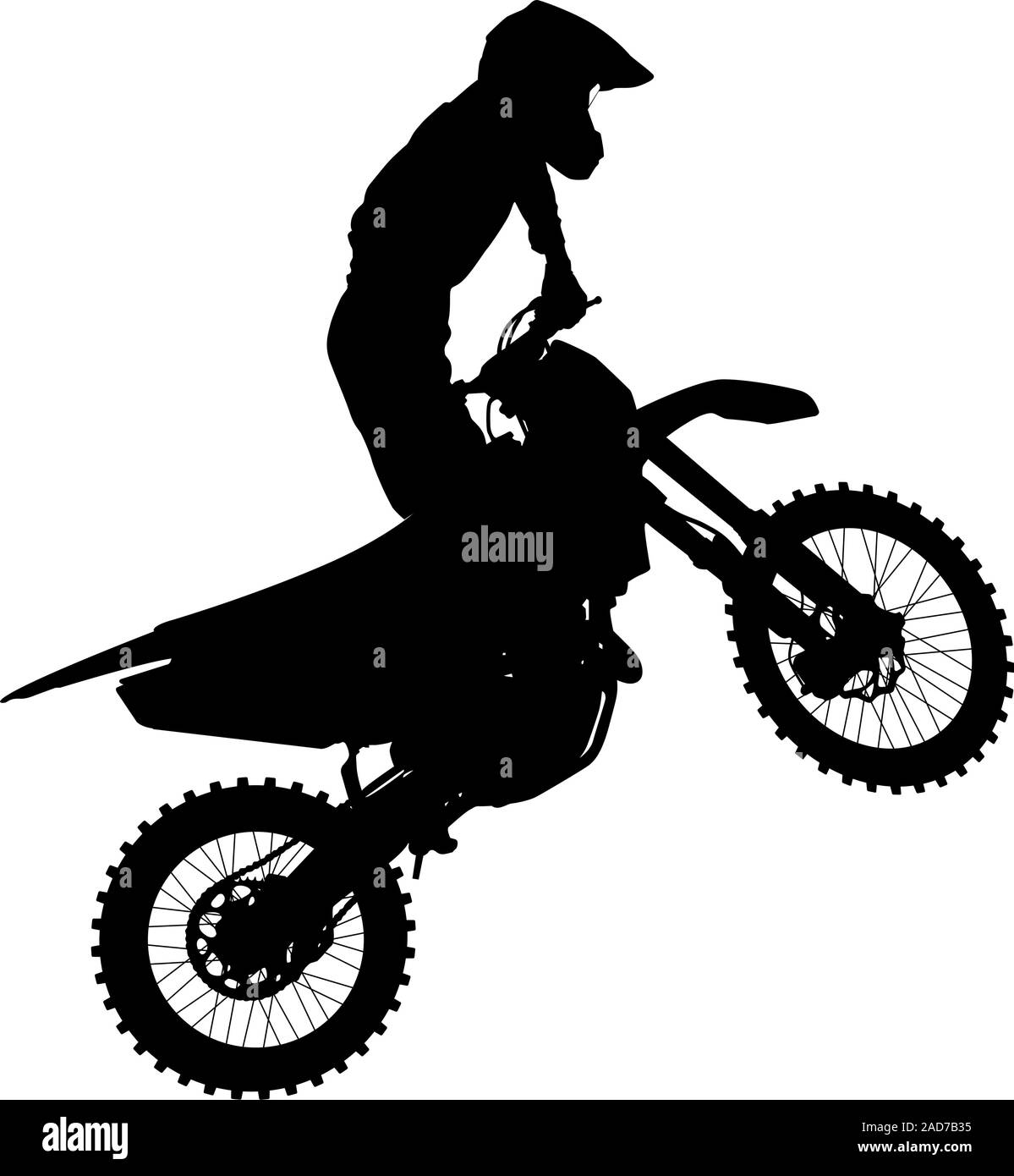 Silhouettes noires Motocross rider sur une moto. Illustrations vectorielles. Illustration de Vecteur