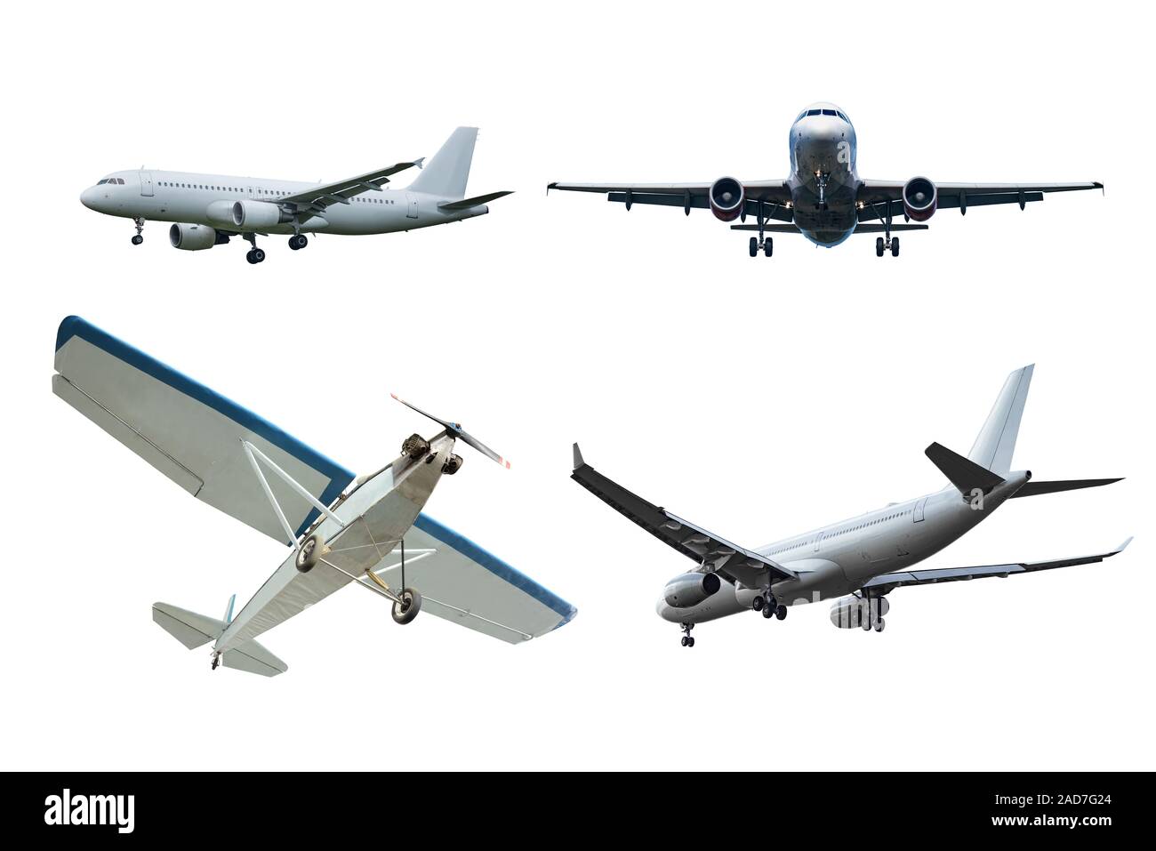 Définir des avions isolé sur fond blanc. Banque D'Images