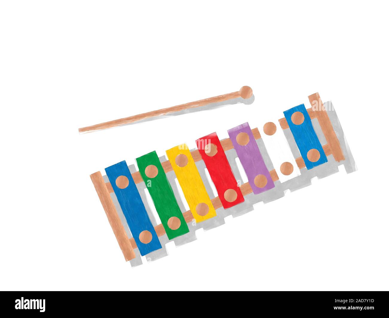 Xylophone arc-en-ciel aquarelle Banque D'Images