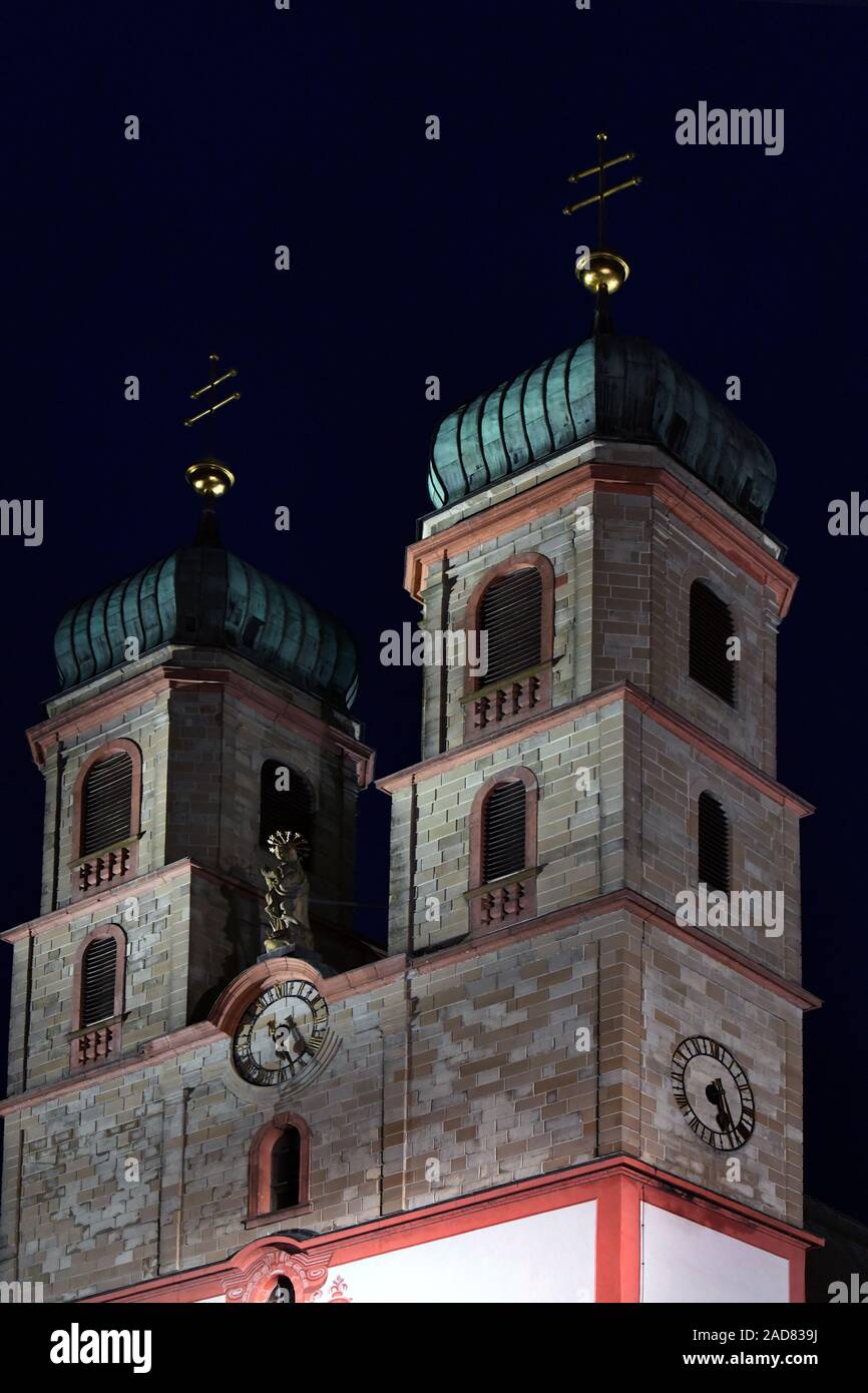 Bad Säckingen, clochers de l'Fridolin Minster Banque D'Images