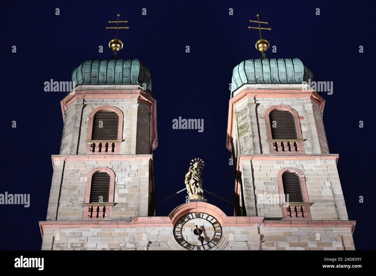 Bad Säckingen, clochers de l'Fridolin Minster Banque D'Images