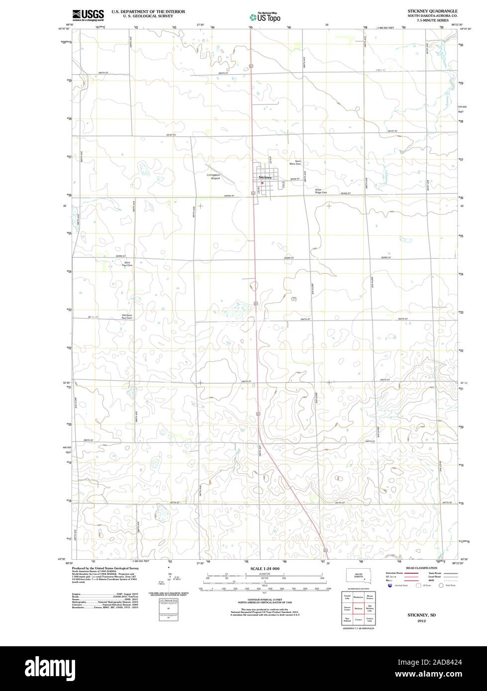 Carte du dakota du sud de stickney Banque de photographies et d’images