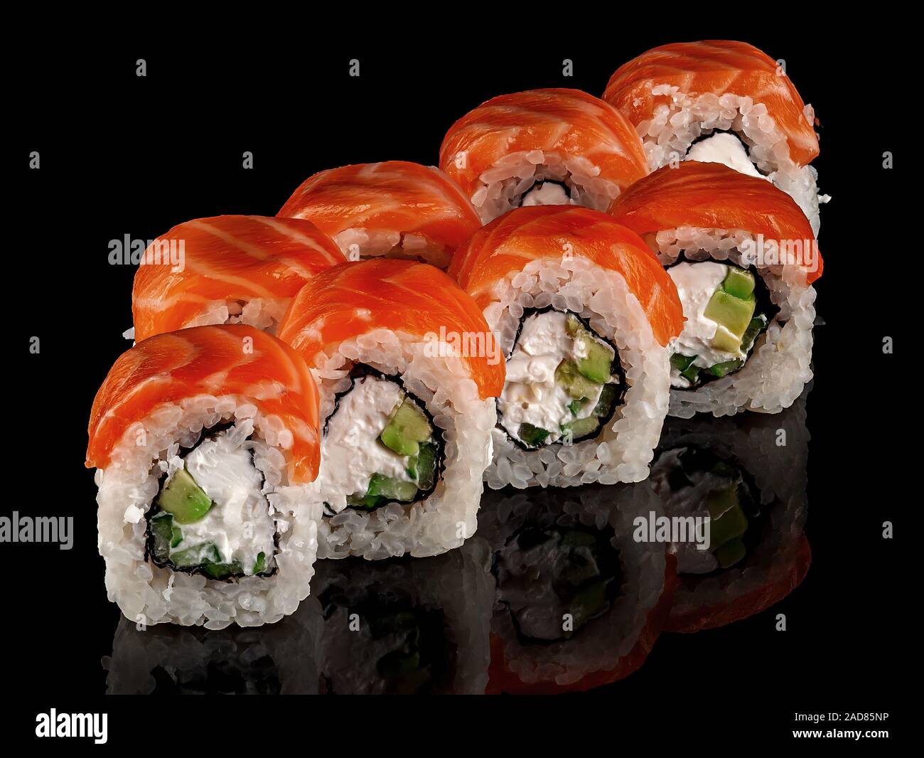 Plusieurs rouleaux de sushi Philadelphia Banque D'Images