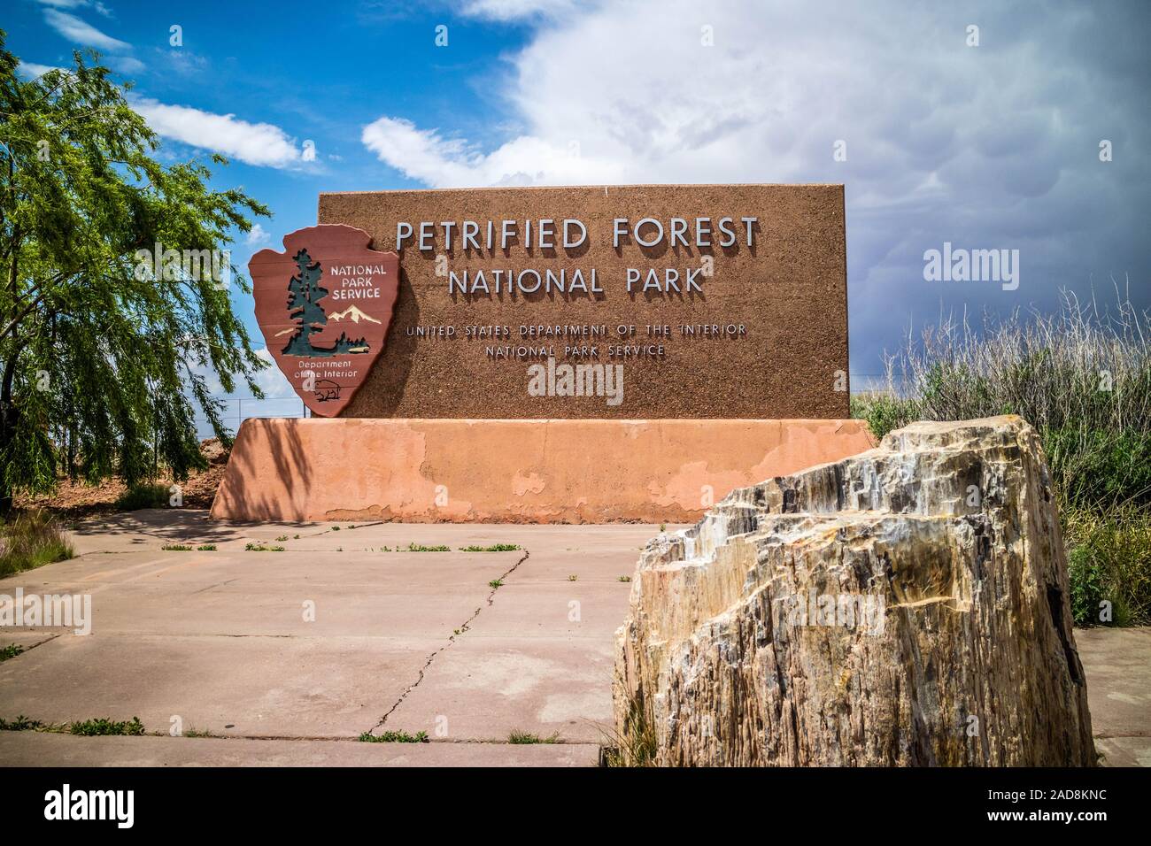 Une entrée route de Petrified Forest National Park Banque D'Images