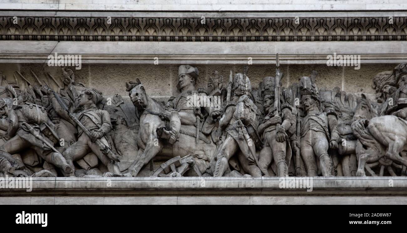 Arc de Triomphe à Paris bas-reliefs Banque D'Images